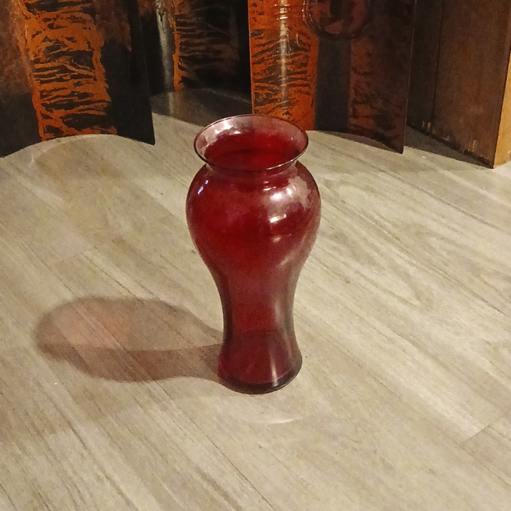 Vintage red glass vase